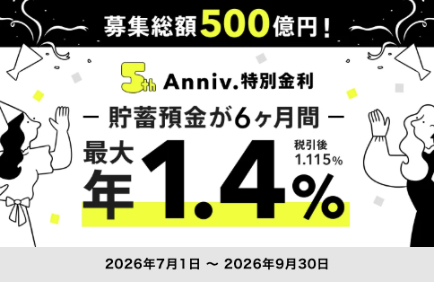 5thアニバーサリー特別金利キャンペーン 画像